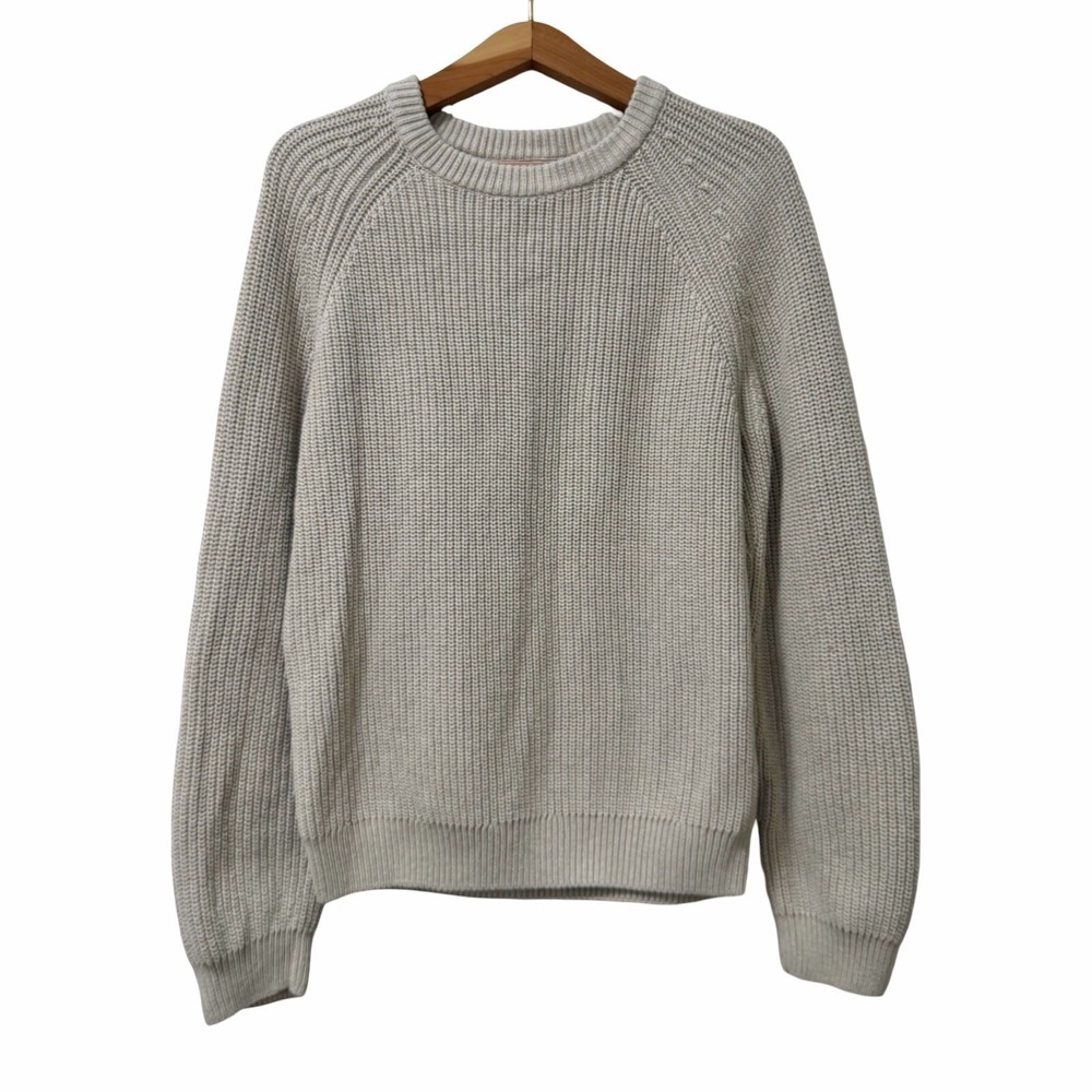Quince Womens Organic Cotton Fisherman Crew Neck Sweater Size XL Beige Minimal